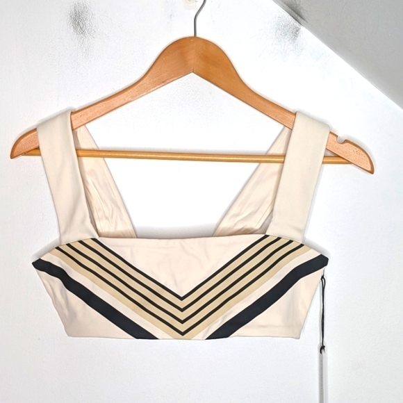 WEWOREWHAT Bandana Stripes Off-White Multi Bandeau Bra Top NEW Size S - Picture 1 of 7